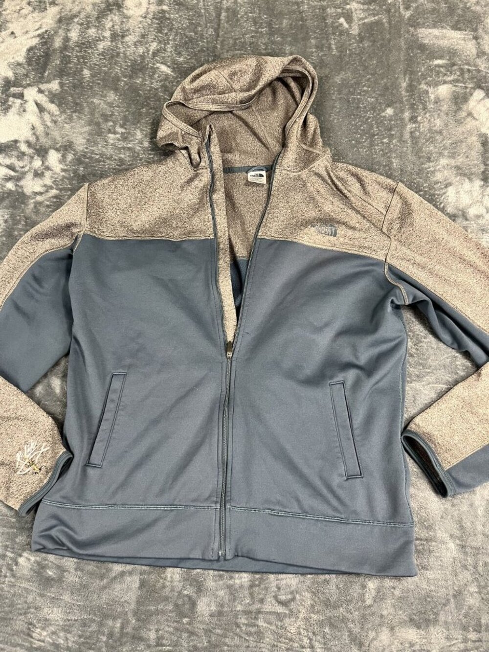 The North Face Mens Full-Zip Hoodie Two-Tone Gray & Blue Size L